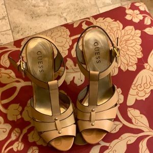 Tan leather platform heels